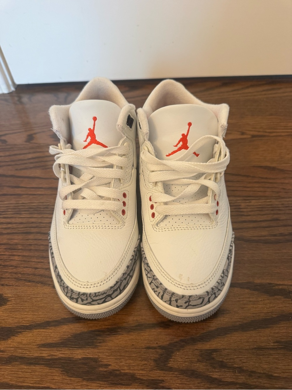 Jordan White and Red Retro-Style Sneakers with Elephant Print